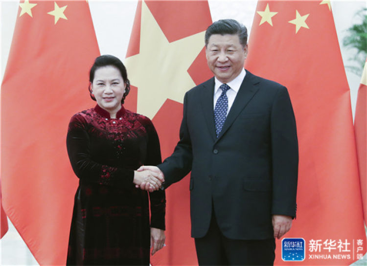 习近平会见越南国会主席阮氏金银
